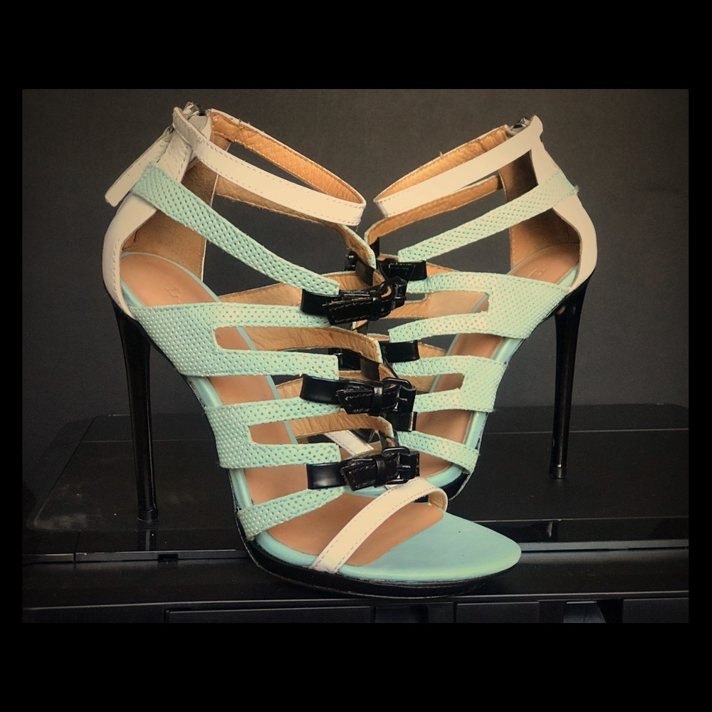L.A.M.B. Mint strappy high heels